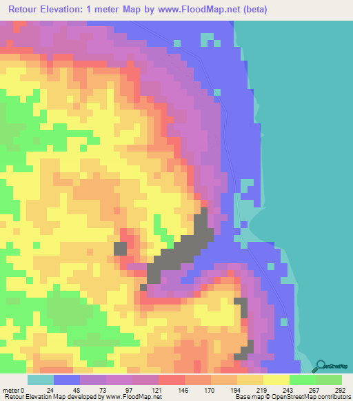 Retour,Vanuatu Elevation Map