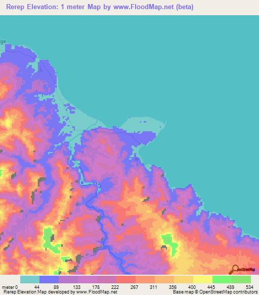 Rerep,Vanuatu Elevation Map
