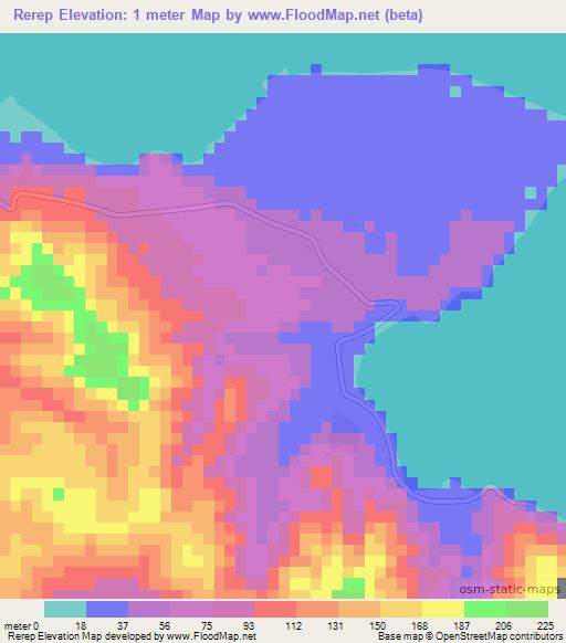 Rerep,Vanuatu Elevation Map