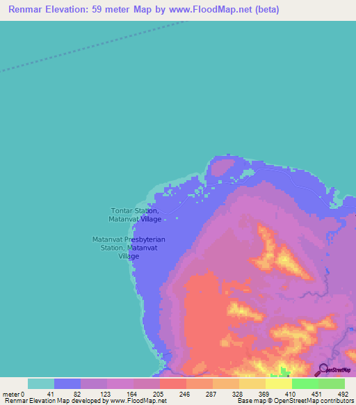 Renmar,Vanuatu Elevation Map