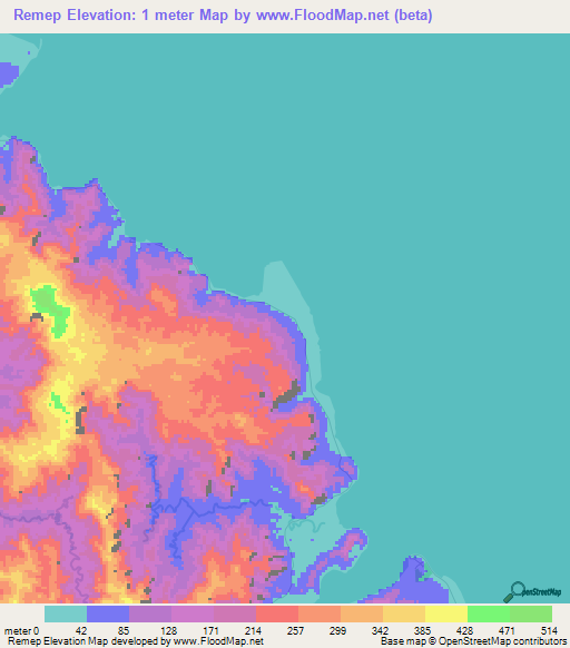 Remep,Vanuatu Elevation Map