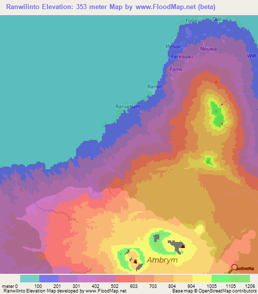 Ranwilinto,Vanuatu Elevation Map