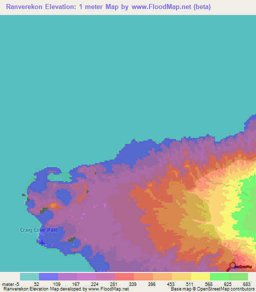 Ranverekon,Vanuatu Elevation Map