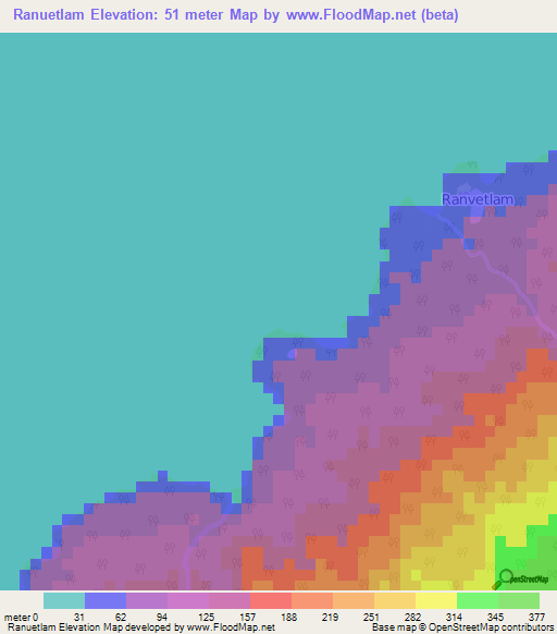 Ranuetlam,Vanuatu Elevation Map