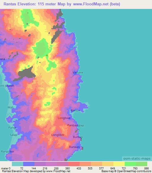 Rantas,Vanuatu Elevation Map