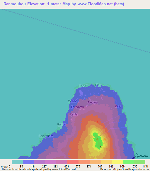 Ranmouhou,Vanuatu Elevation Map
