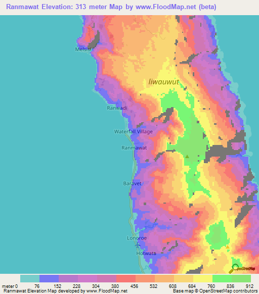 Ranmawat,Vanuatu Elevation Map