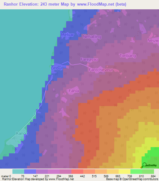 Ranhor,Vanuatu Elevation Map