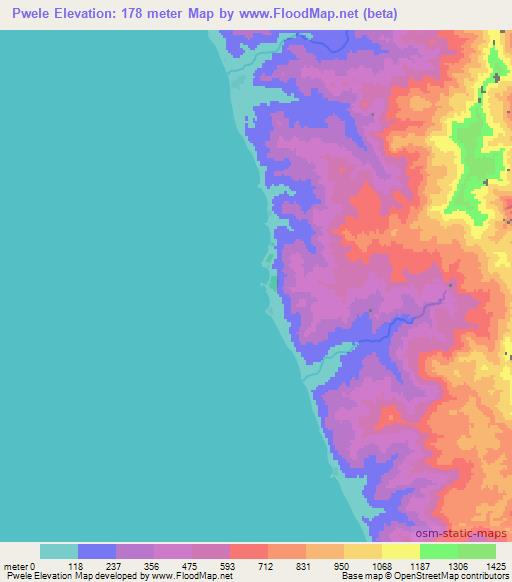 Pwele,Vanuatu Elevation Map