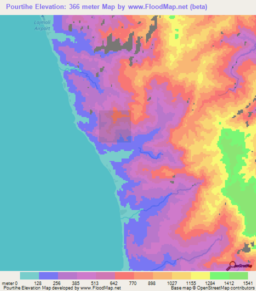 Pourtihe,Vanuatu Elevation Map