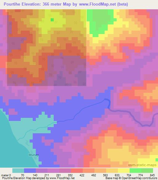 Pourtihe,Vanuatu Elevation Map