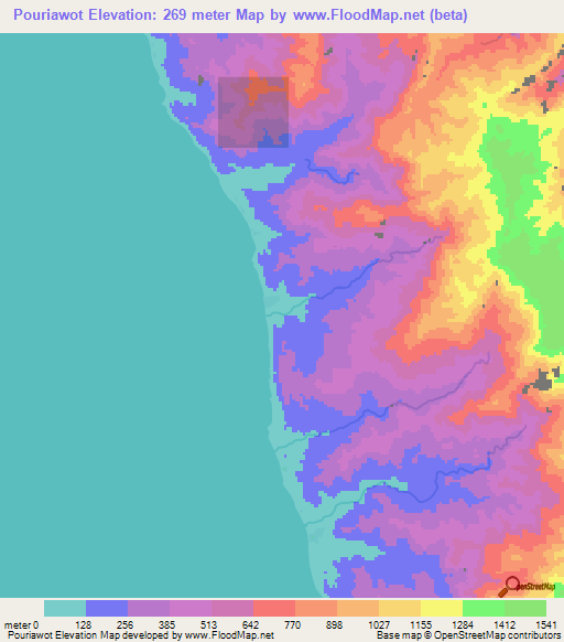 Pouriawot,Vanuatu Elevation Map