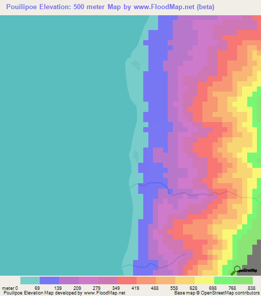 Pouilipoe,Vanuatu Elevation Map