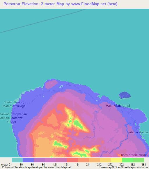 Potovrou,Vanuatu Elevation Map
