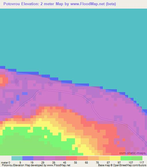 Potovrou,Vanuatu Elevation Map