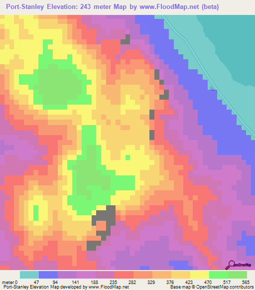 Port-Stanley,Vanuatu Elevation Map