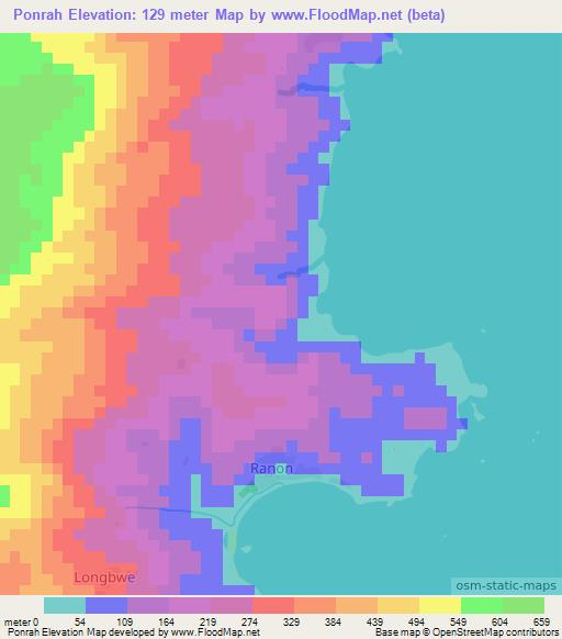 Ponrah,Vanuatu Elevation Map