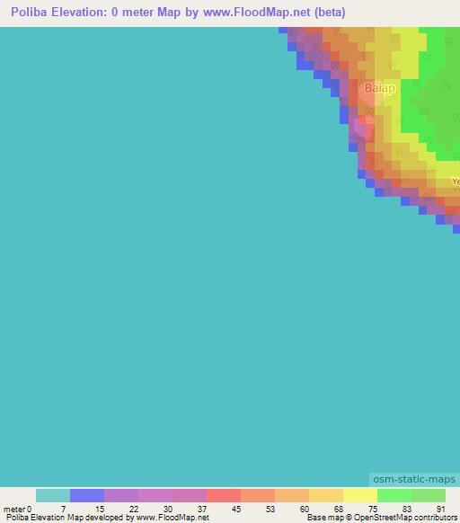 Poliba,Vanuatu Elevation Map