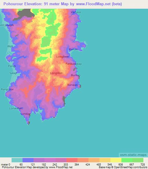 Pohourour,Vanuatu Elevation Map