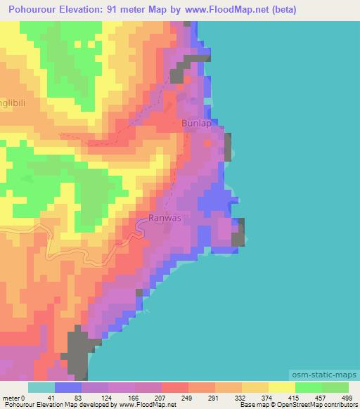 Pohourour,Vanuatu Elevation Map