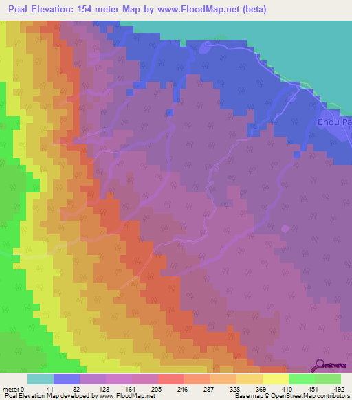 Poal,Vanuatu Elevation Map