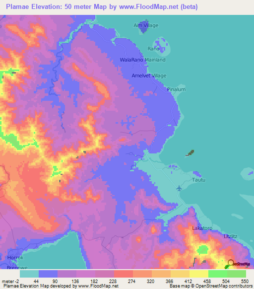 Plamae,Vanuatu Elevation Map