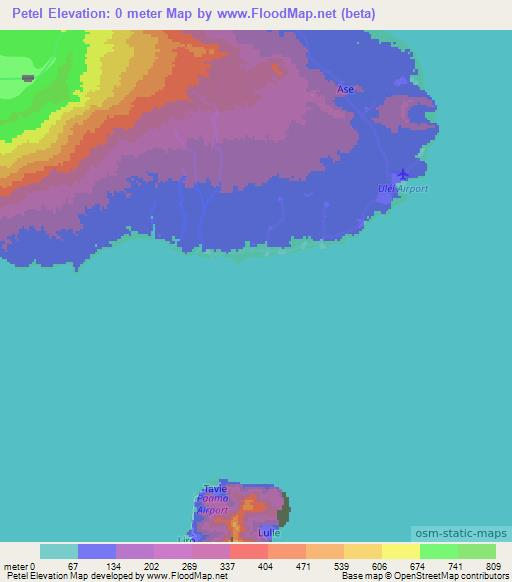 Petel,Vanuatu Elevation Map