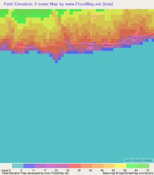 Petel,Vanuatu Elevation Map