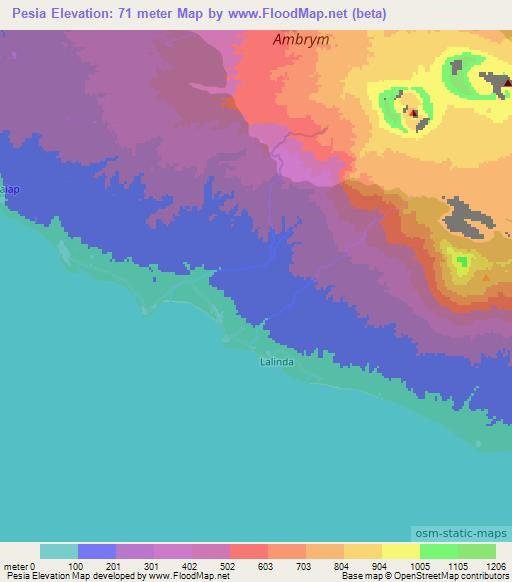 Pesia,Vanuatu Elevation Map