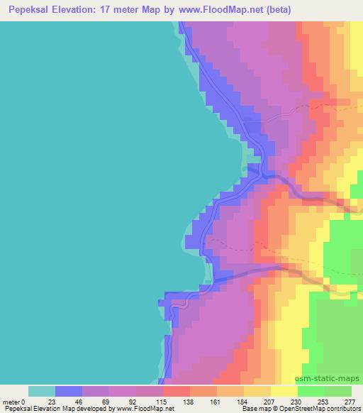 Pepeksal,Vanuatu Elevation Map
