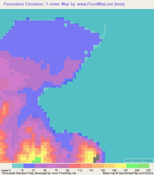 Penoubere,Vanuatu Elevation Map