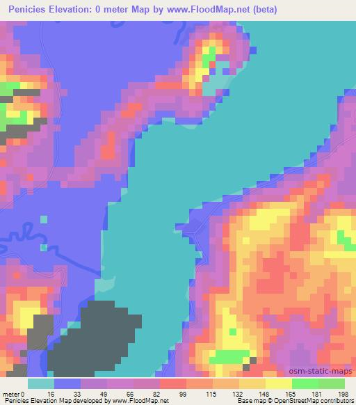 Penicies,Vanuatu Elevation Map