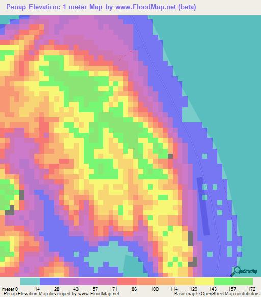 Penap,Vanuatu Elevation Map