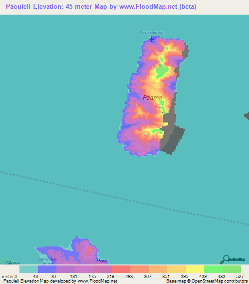 Paouleli,Vanuatu Elevation Map