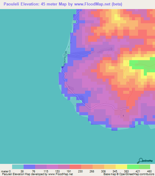 Paouleli,Vanuatu Elevation Map