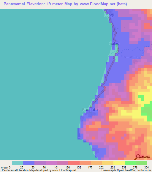 Pantevamal,Vanuatu Elevation Map