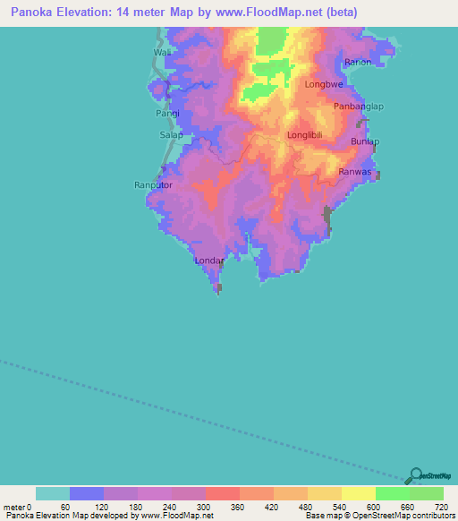 Panoka,Vanuatu Elevation Map