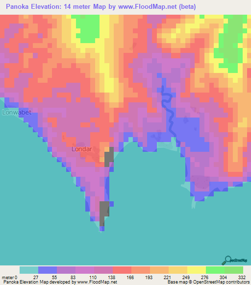 Panoka,Vanuatu Elevation Map