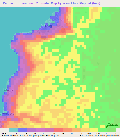 Panhavoul,Vanuatu Elevation Map