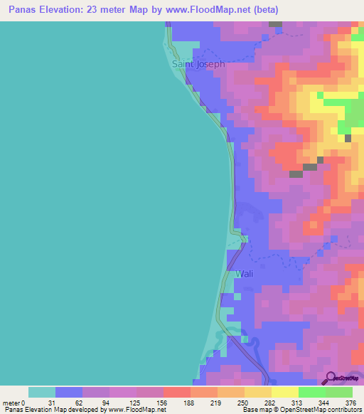 Panas,Vanuatu Elevation Map