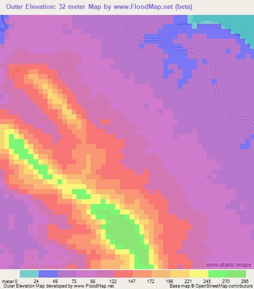 Outer,Vanuatu Elevation Map