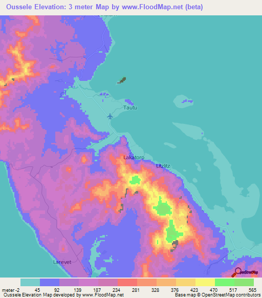 Oussele,Vanuatu Elevation Map
