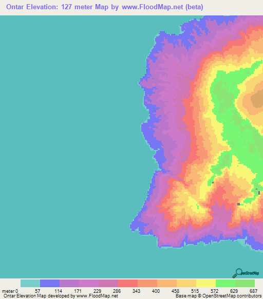 Ontar,Vanuatu Elevation Map