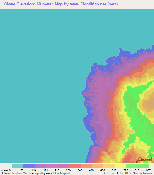 Olwaa,Vanuatu Elevation Map
