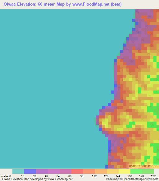 Olwaa,Vanuatu Elevation Map