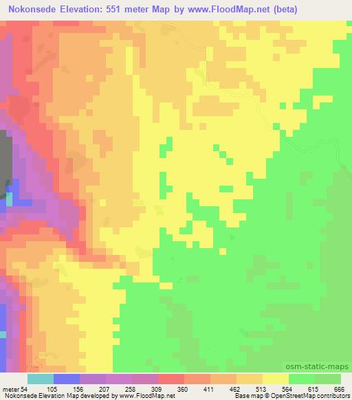 Nokonsede,Vanuatu Elevation Map