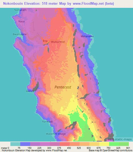 Nokonbouin,Vanuatu Elevation Map