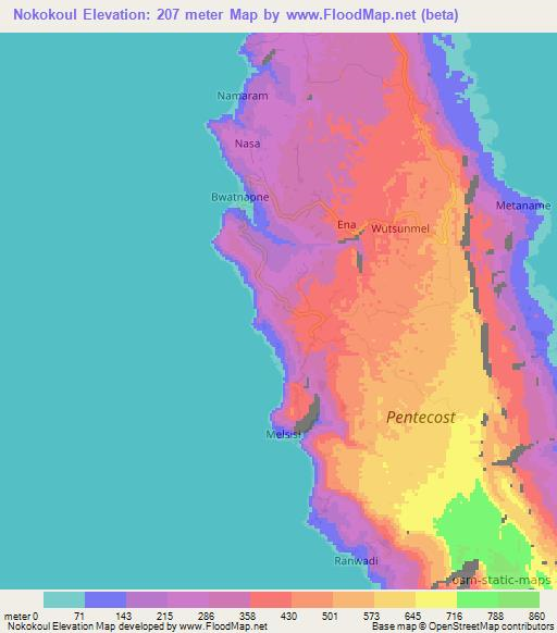 Nokokoul,Vanuatu Elevation Map