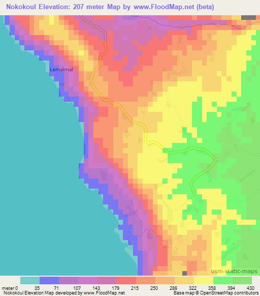 Nokokoul,Vanuatu Elevation Map