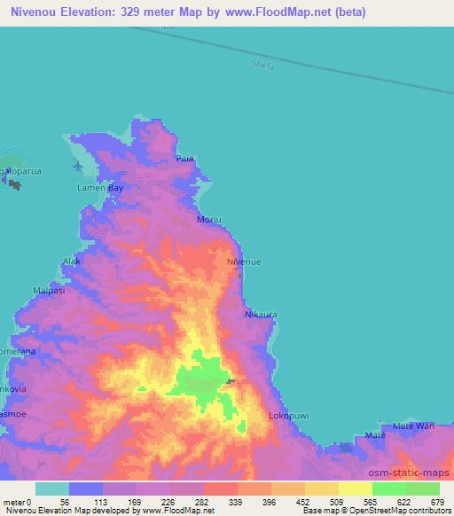 Nivenou,Vanuatu Elevation Map